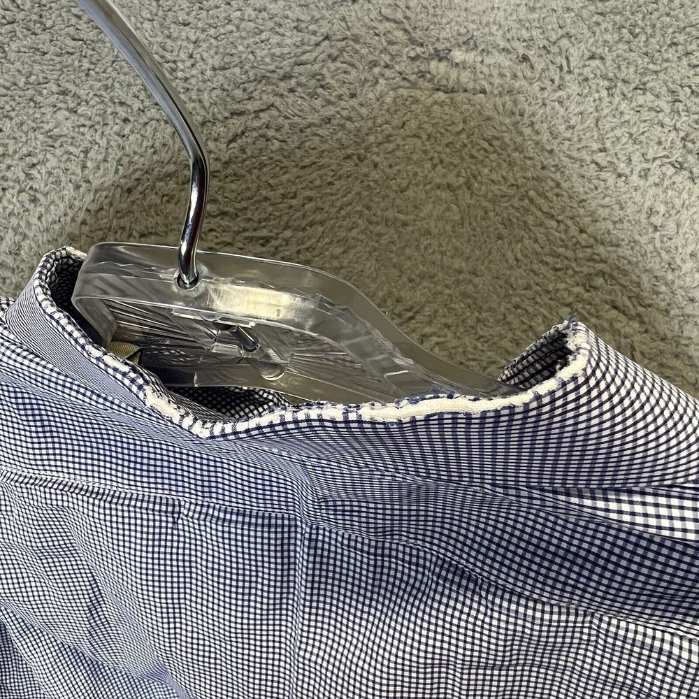 Gitman Bros Shirt Mens 18.5‎ 36 Blue Check Button Up Long Sleeve Flat Pocket USA - Picture 9 of 9